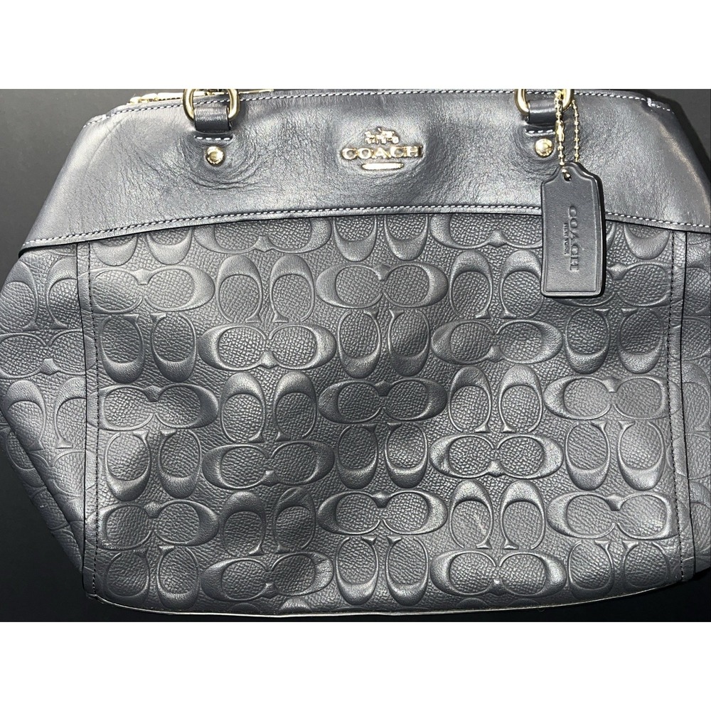 Coach Brooke Carryall in Midnight Blue Signature Embossed Leather Top Handle - Picture 3 of 14